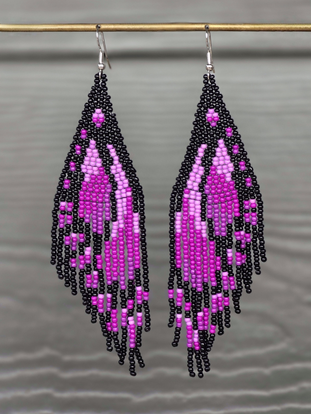 Butterfly Beaded Fringe Boho Earrings Handmade Boheme - Picture 2 of 3